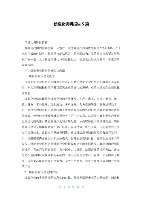 信息化调研报告5篇
