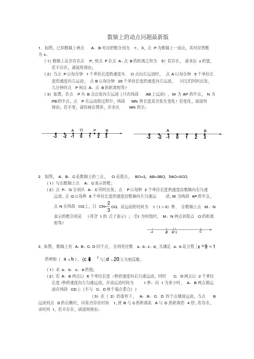 数轴上的动点问题训练(10题)