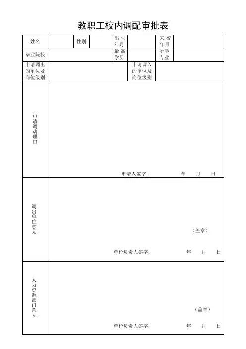 教职工校内调配审批表