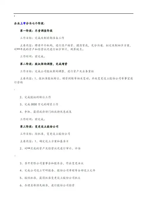 企业上市分为七个阶段