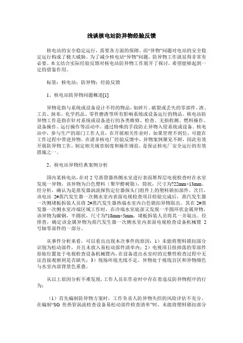 浅谈核电站防异物经验反馈