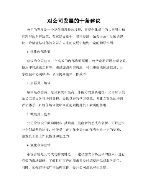 对公司发展的十条建议