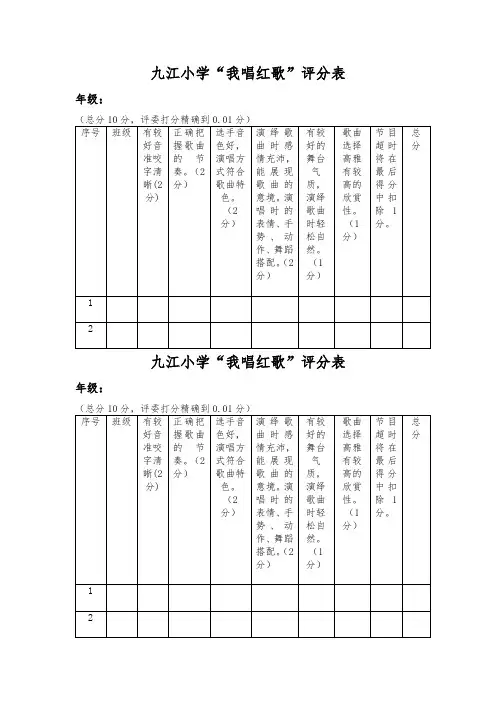 我唱红歌评分表