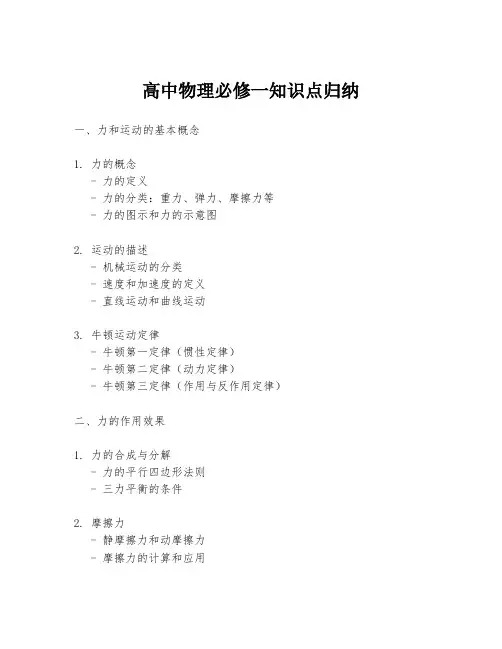 高中物理必修一知识点归纳