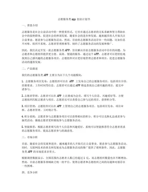 志愿服务类app创业计划书