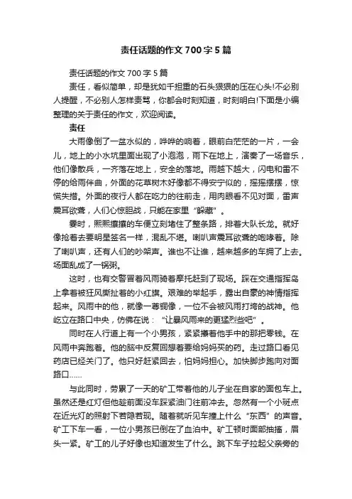 责任话题的作文700字5篇