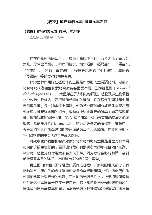 【农技】植物营养元素-微量元素之锌