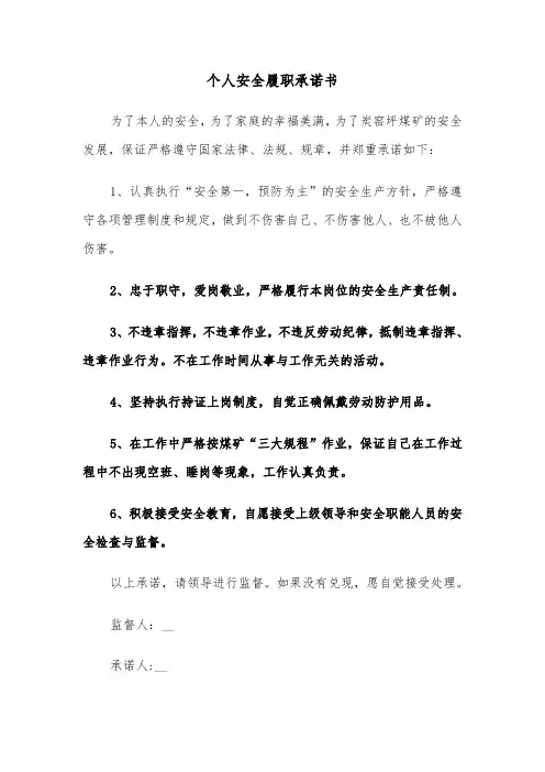个人安全履职承诺书（六篇）
