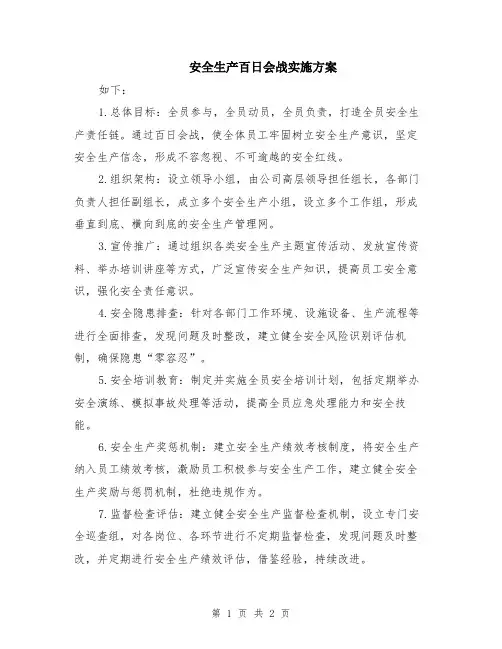 安全生产百日会战实施方案