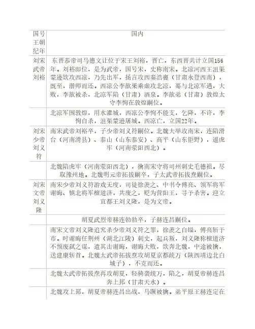 11南北朝大事年表