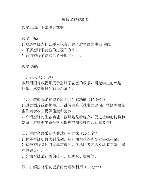 小蜜蜂采花蜜教案