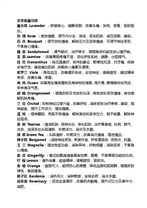 各类香薰的种类和作用