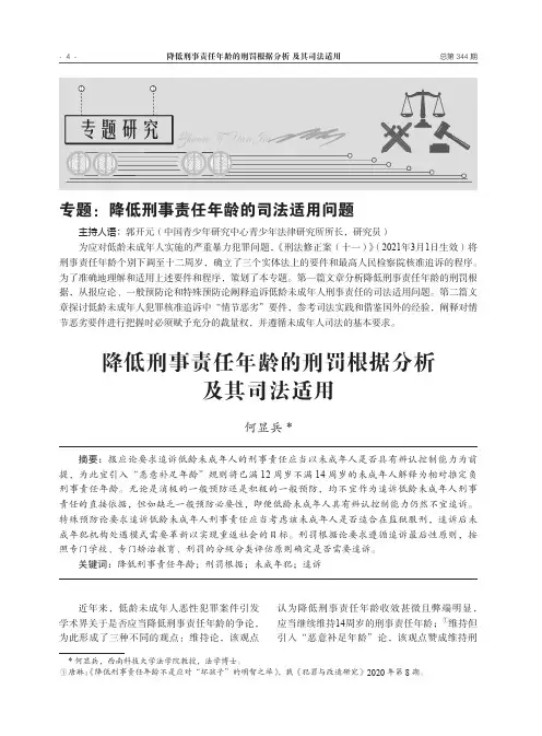 降低刑事责任年龄的刑罚根据分析及其司法适用