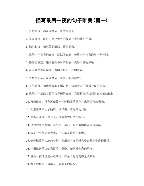 描写最后一夜的句子唯美(精选两篇)