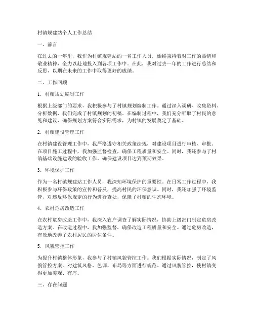 村镇规建站个人工作总结