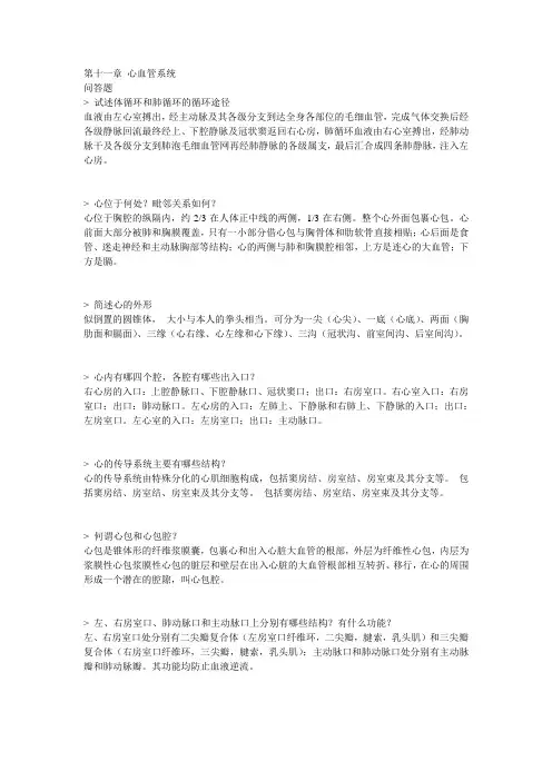 第十一章 心血管系统