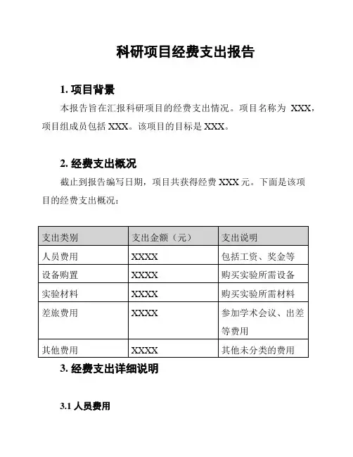 科研项目经费支出报告