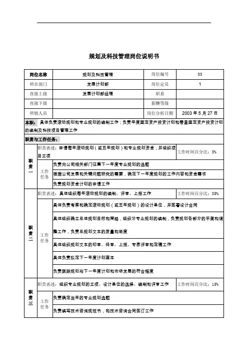 通信行业部门岗位说明书(107个)23