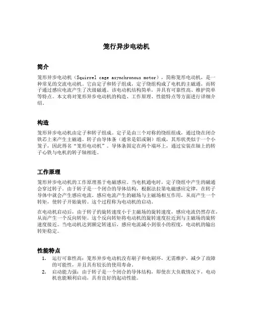 笼行异步电动机