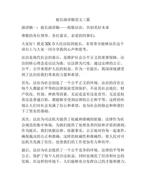 庭长演讲稿范文三篇