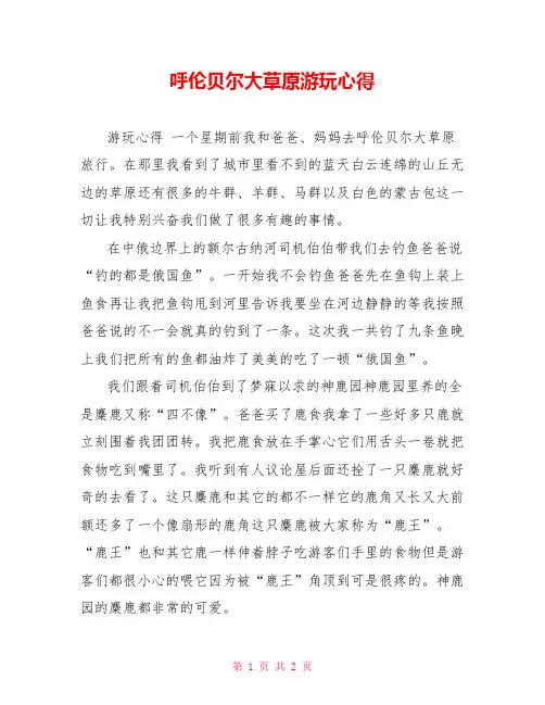 呼伦贝尔大草原游玩心得