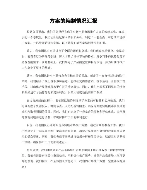 方案的编制情况汇报
