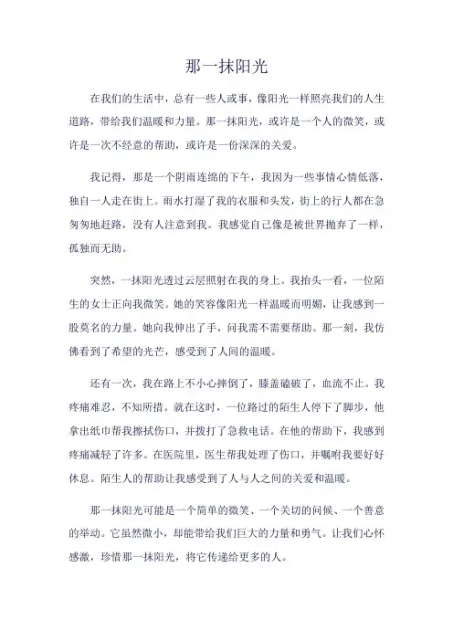 《那一抹阳光》600字