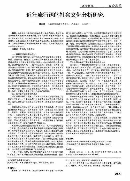 近年流行语的社会文化分析研究