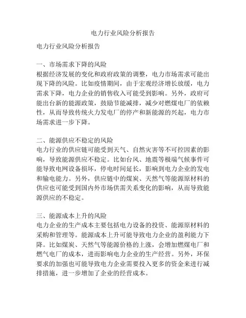 电力行业风险分析报告