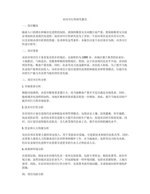 农田可行性研究报告