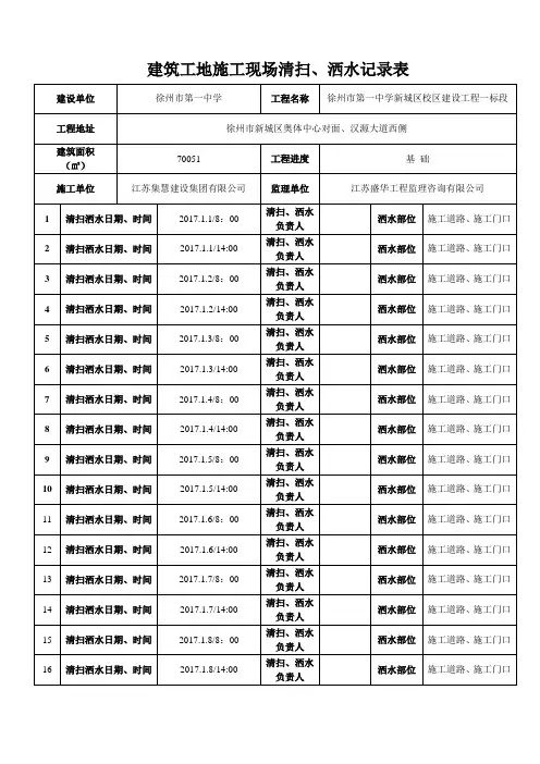 建筑工地施工现场洒水记录表