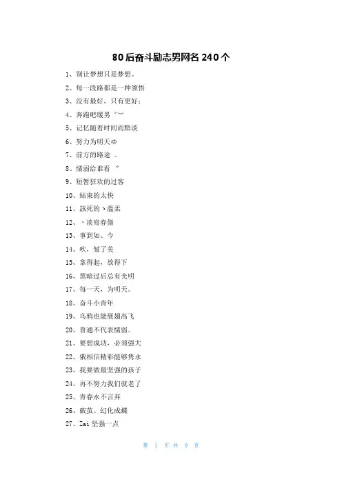 80后奋斗励志男网名240个