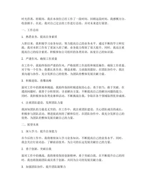 个人工作总结以后展望