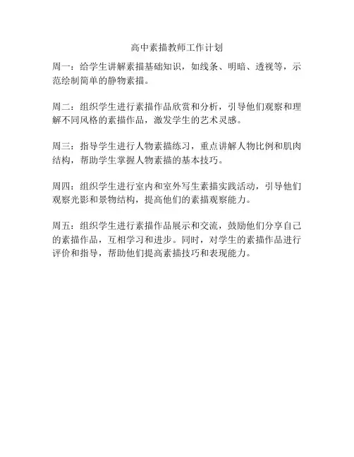 高中素描教师工作计划