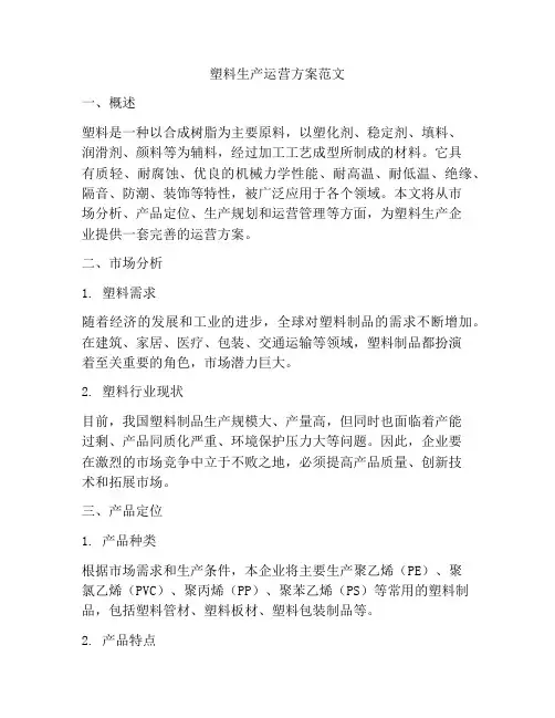 塑料生产运营方案范文