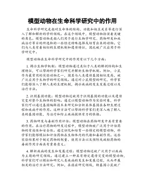 模型动物在生命科学研究中的作用