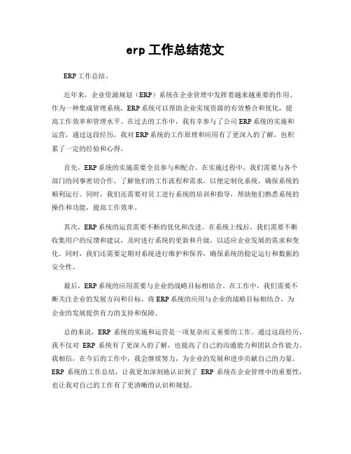 erp工作总结范文
