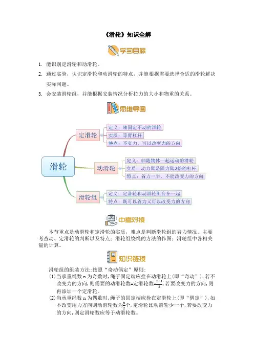 教科版八年级物理下册《滑轮》知识全解