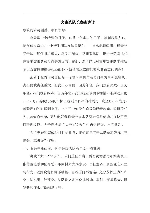 突击队队长表态发言