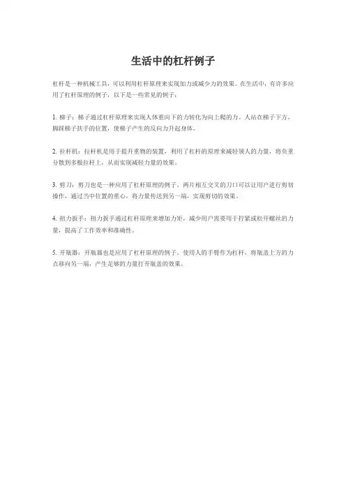 生活中的杠杆例子