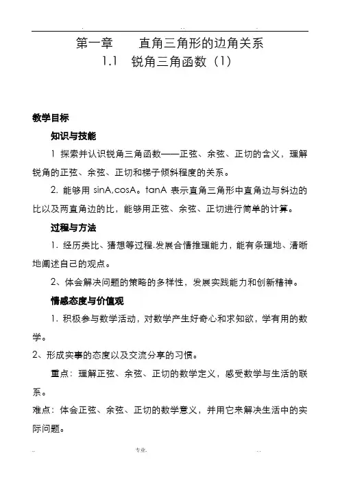 锐角三角函数教案