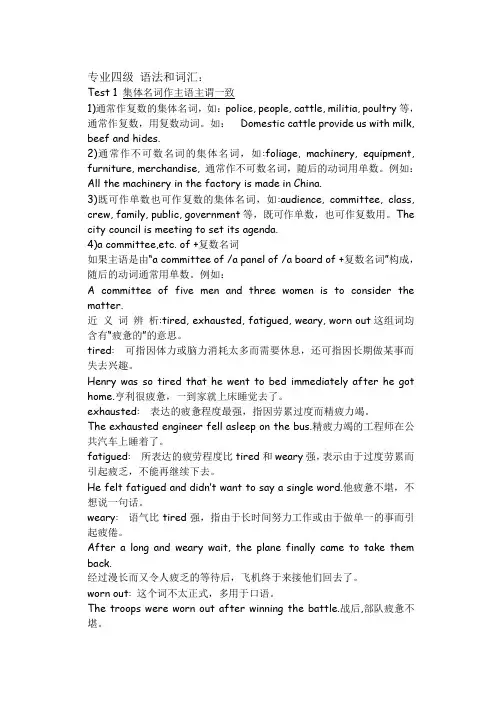 英语专四语法和词汇
