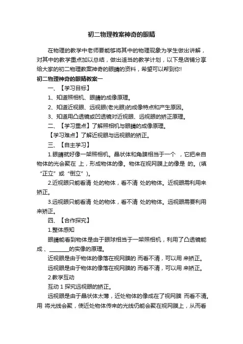 初二物理教案神奇的眼睛