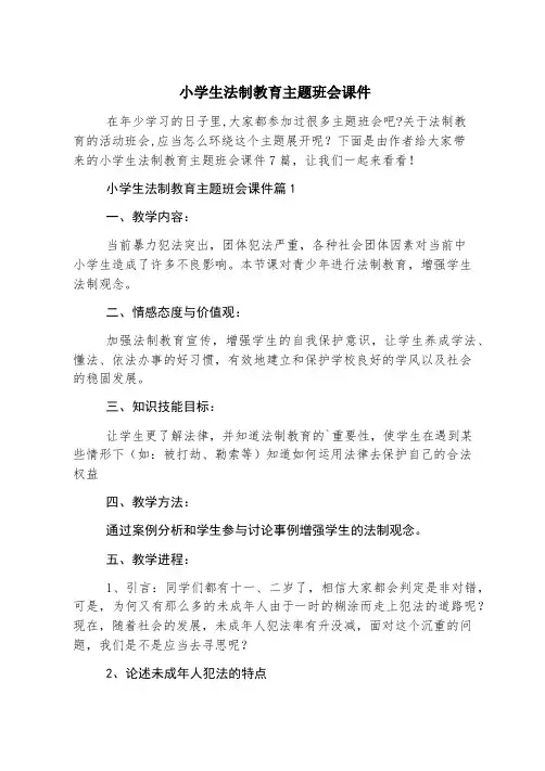 小学生法制教育主题班会课件