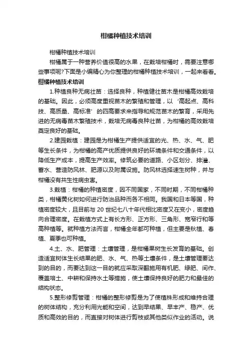 柑橘种植技术培训