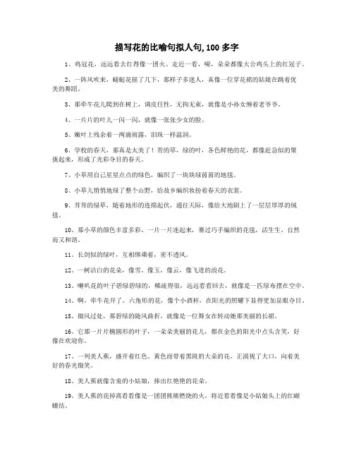 描写花的比喻句拟人句,100多字