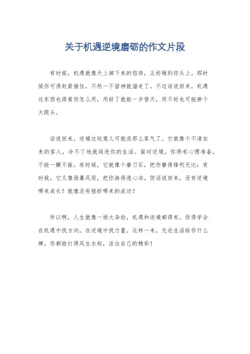 关于机遇逆境磨砺的作文片段