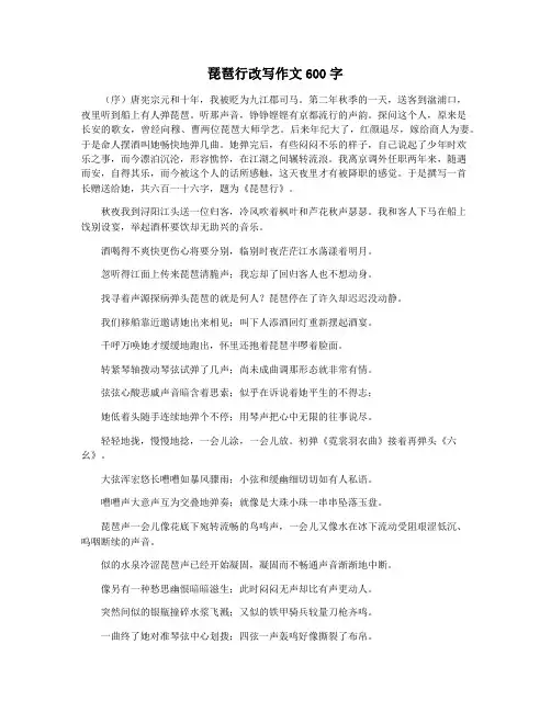 琵琶行改写作文600字