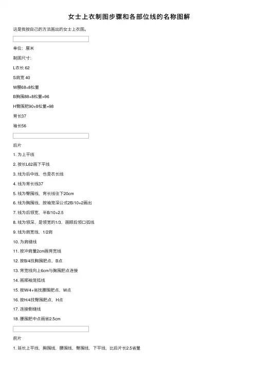 女士上衣制图步骤和各部位线的名称图解