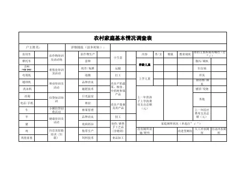 农村家庭基本情况调查表
